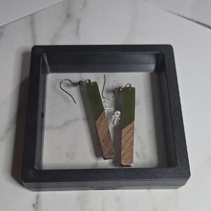Green and Brown Geometric Earrings